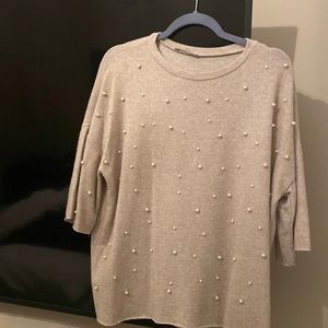 Zara pearl neutral top oversized